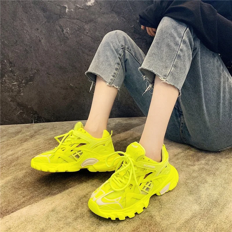 Brand Design Women Chunky Sneakers 2021 Summer Mixed Colors Women's Shoes Breathable Lightweight Ladies Dad Shoes Sport Shoes 211