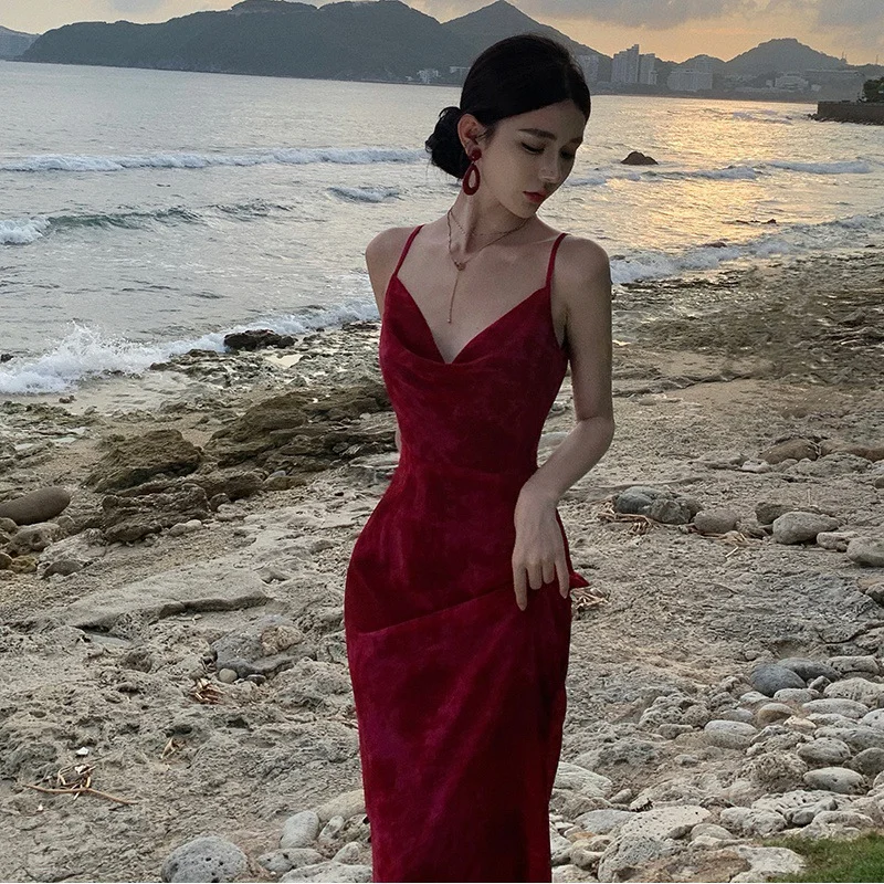 Zingj Zingj Halter Dress French Retro 2023 Summer New Temperament Fashion Swing Collar Dress