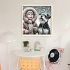 Girl With Puppy-11CT Stamped Cross Stitch 40*40cm/15.75*15.75in tapestrymarket