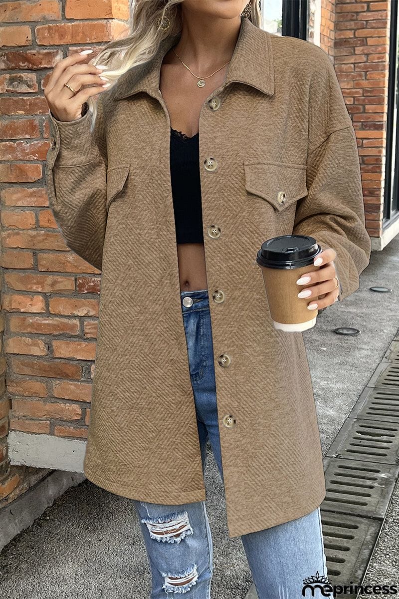 Casual Work Solid Patchwork Buttons POLO collar Outerwear