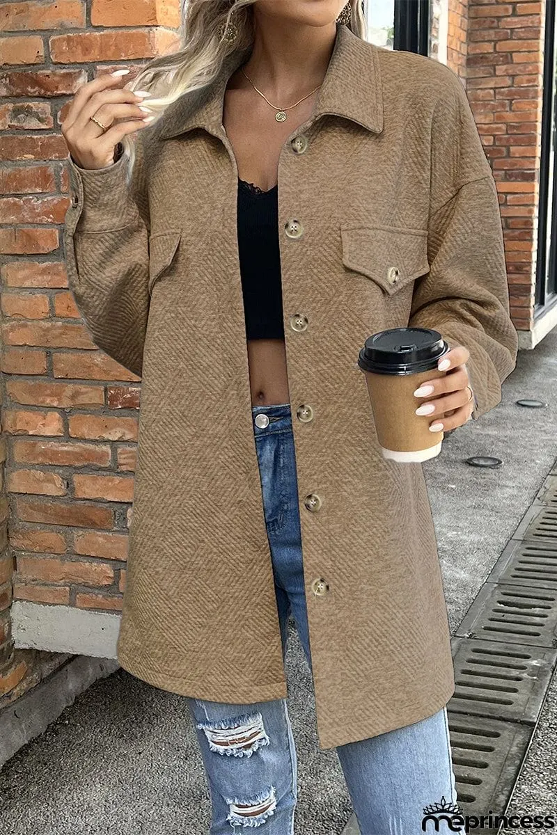 Casual Work Solid Patchwork Buttons POLO collar Outerwear