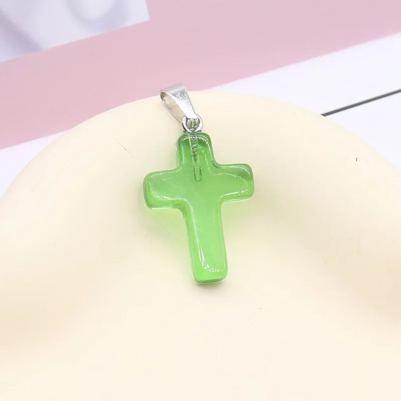 1 Piece 2.5*1.8cm Natural Stone Cross Pendant