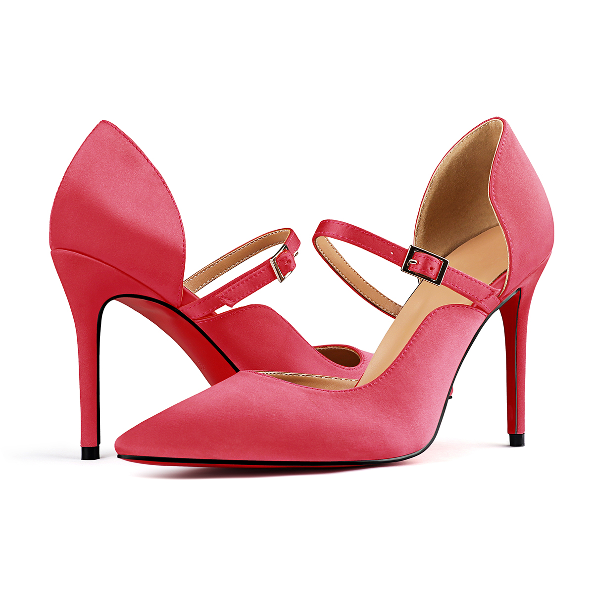 100mm Women's Classic Elegant Stilettos Pointed Toe Red Bottom Silk High Heels-MERUMOTE