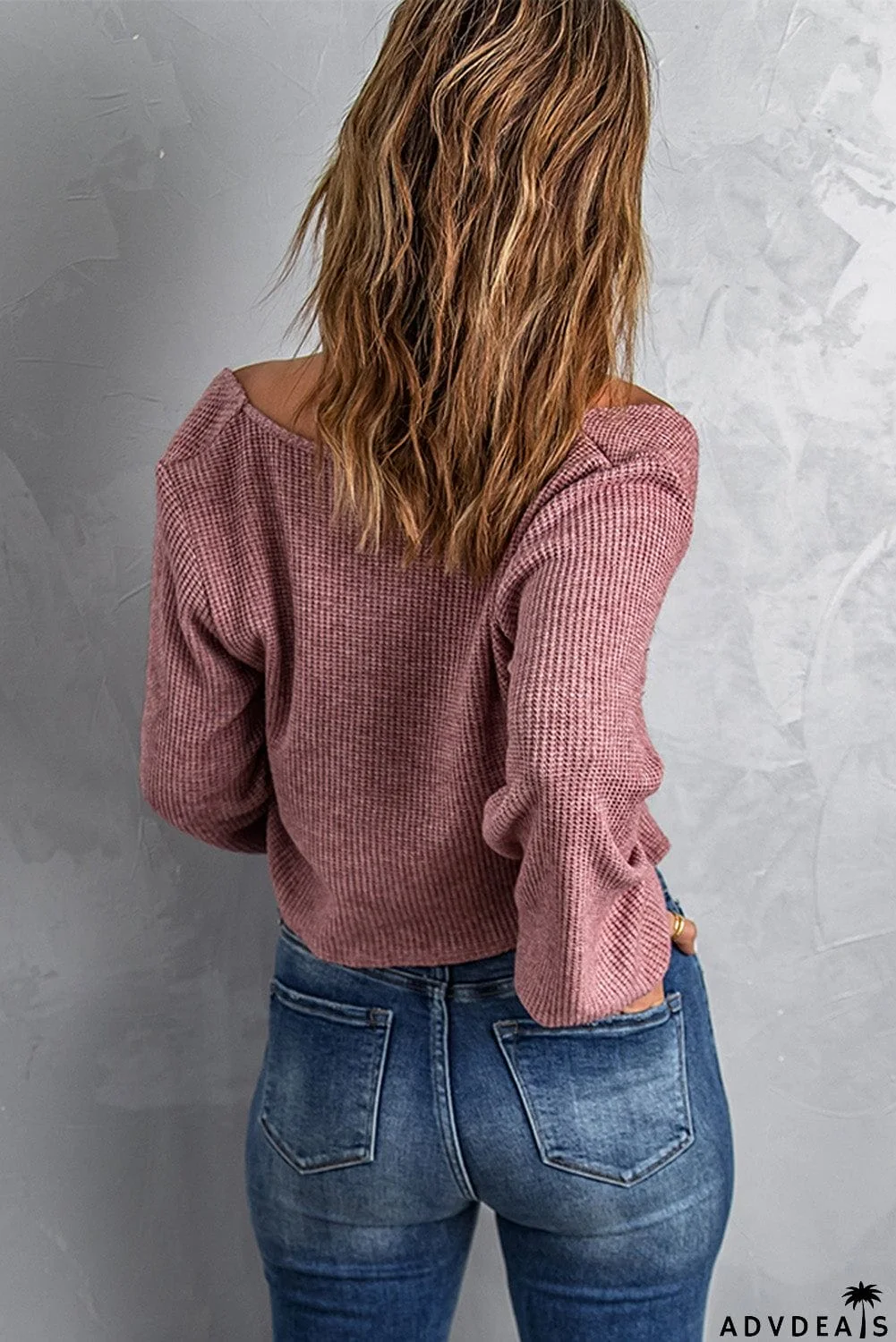 Pink Waffle Knit Crop Top