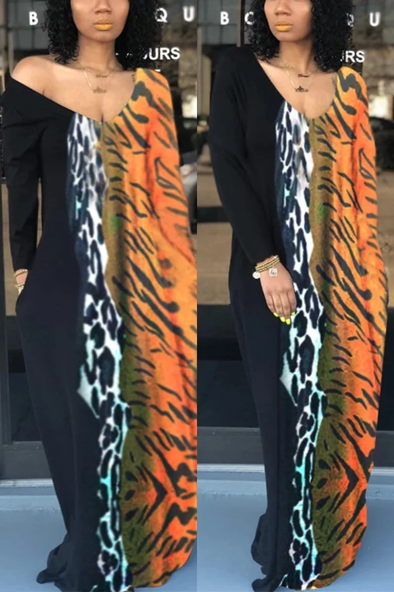 Leopard Print V-neck Dress