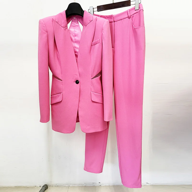 Nigikala Nigikala Star Fashion New Perspective Mesh Splicing Suit Jacket Trousers Suit Suit