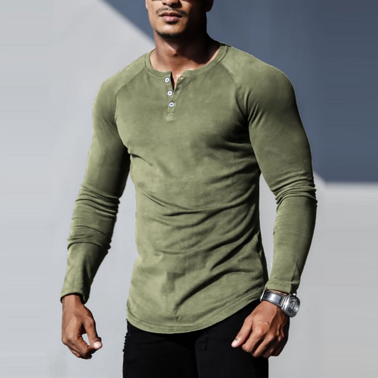 Men's V-Neck Slim Basic Long Sleeve T-Shirt