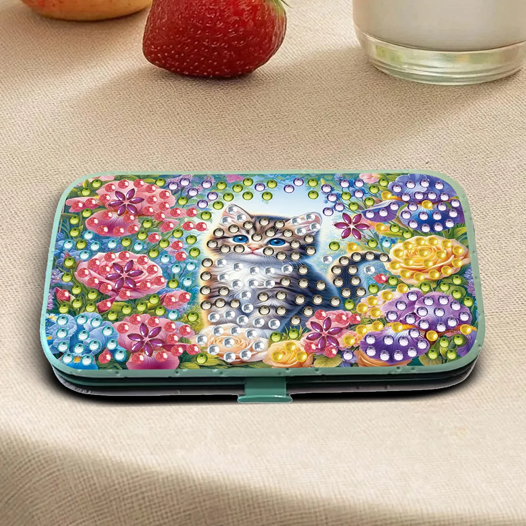 Cat Flower Diamond Painting Nail Art Bag Set Includes 7 Professional Tools