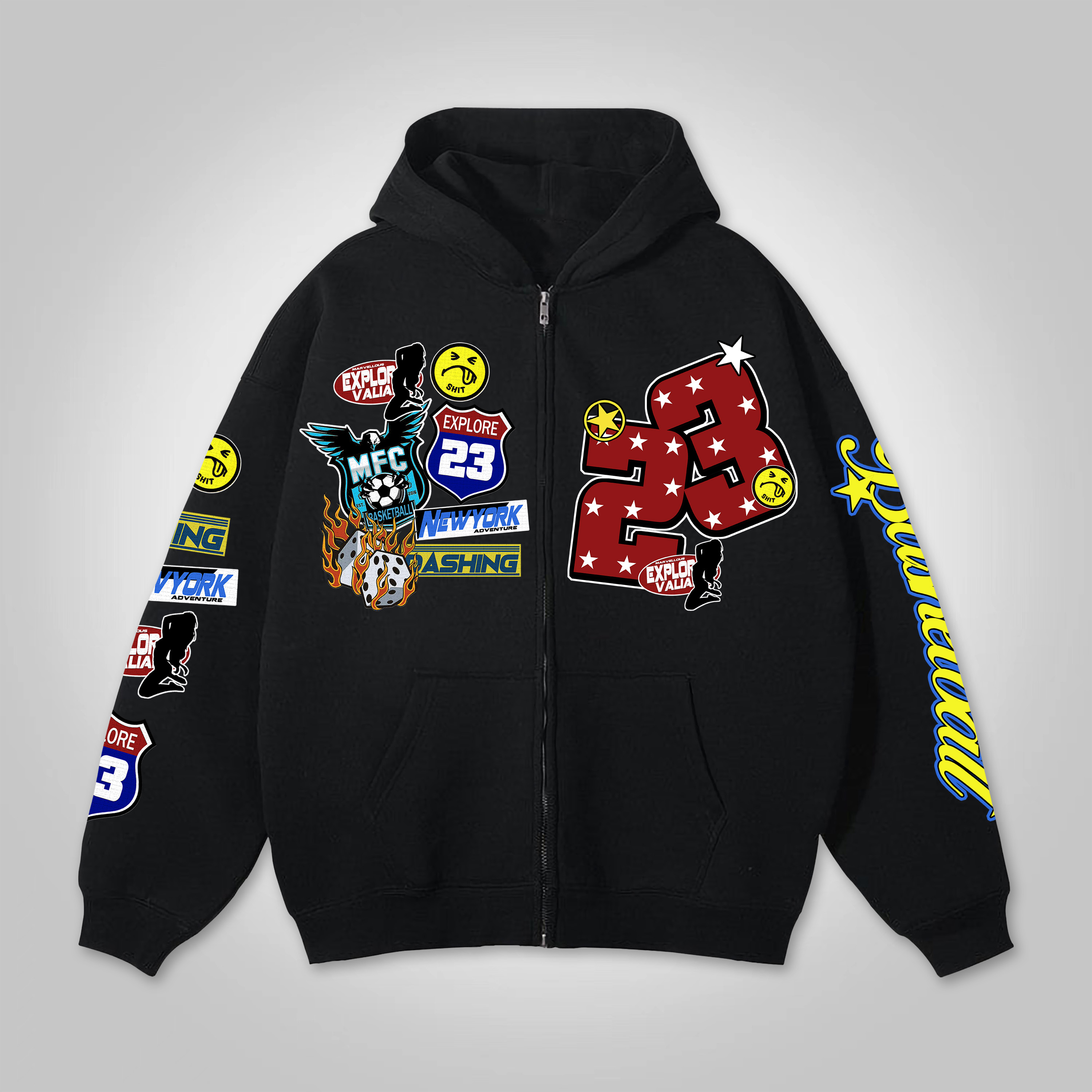 Sopula Vintage No.23 Graphic Print Zip Up Hoodie