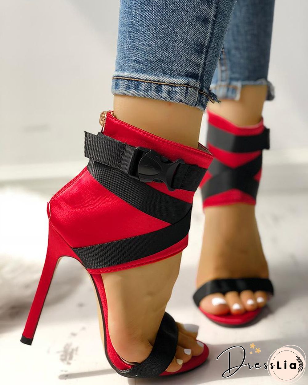 Splicing Bandage Peep-toe High Heeled Sandals