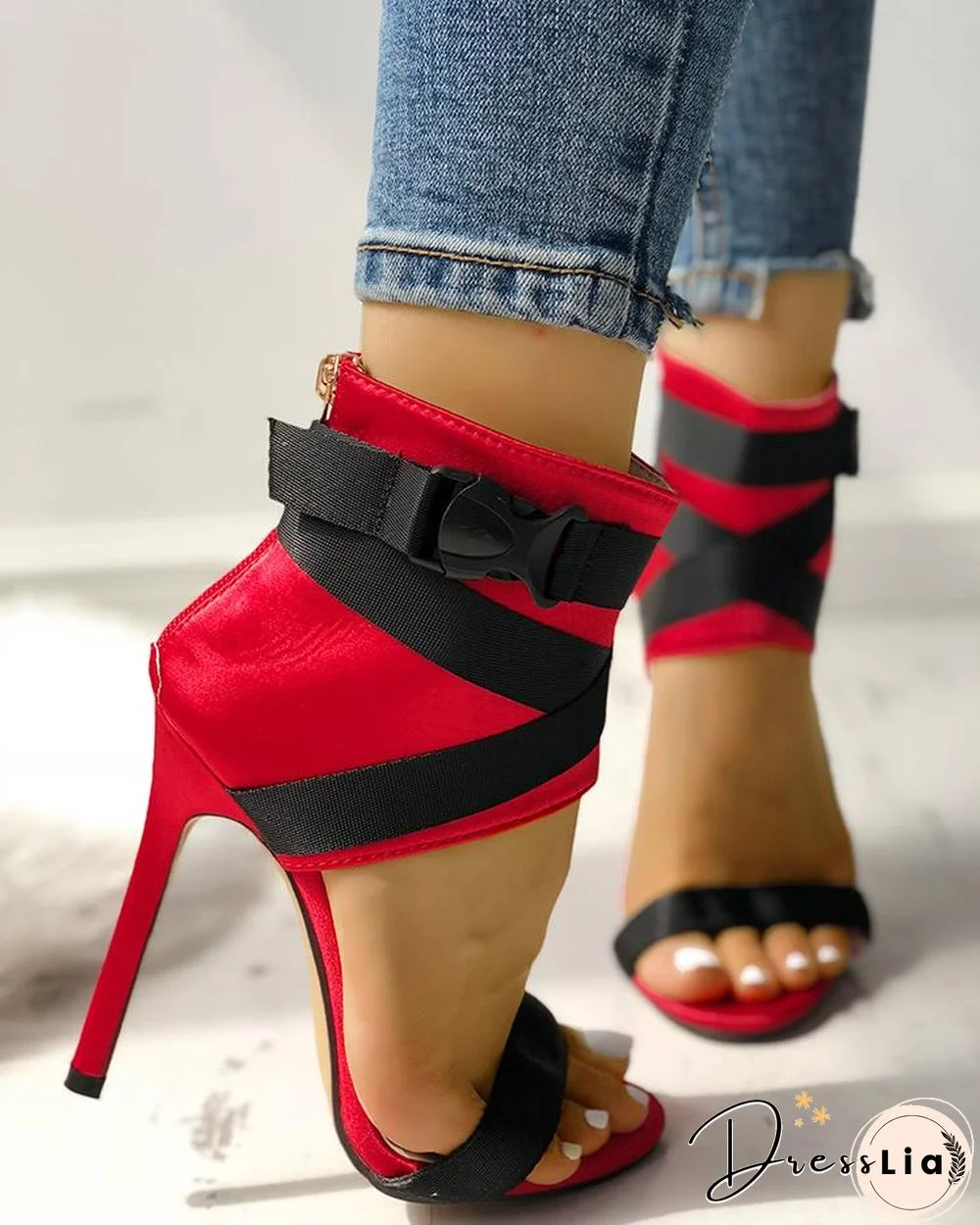Splicing Bandage Peep-toe High Heeled Sandals