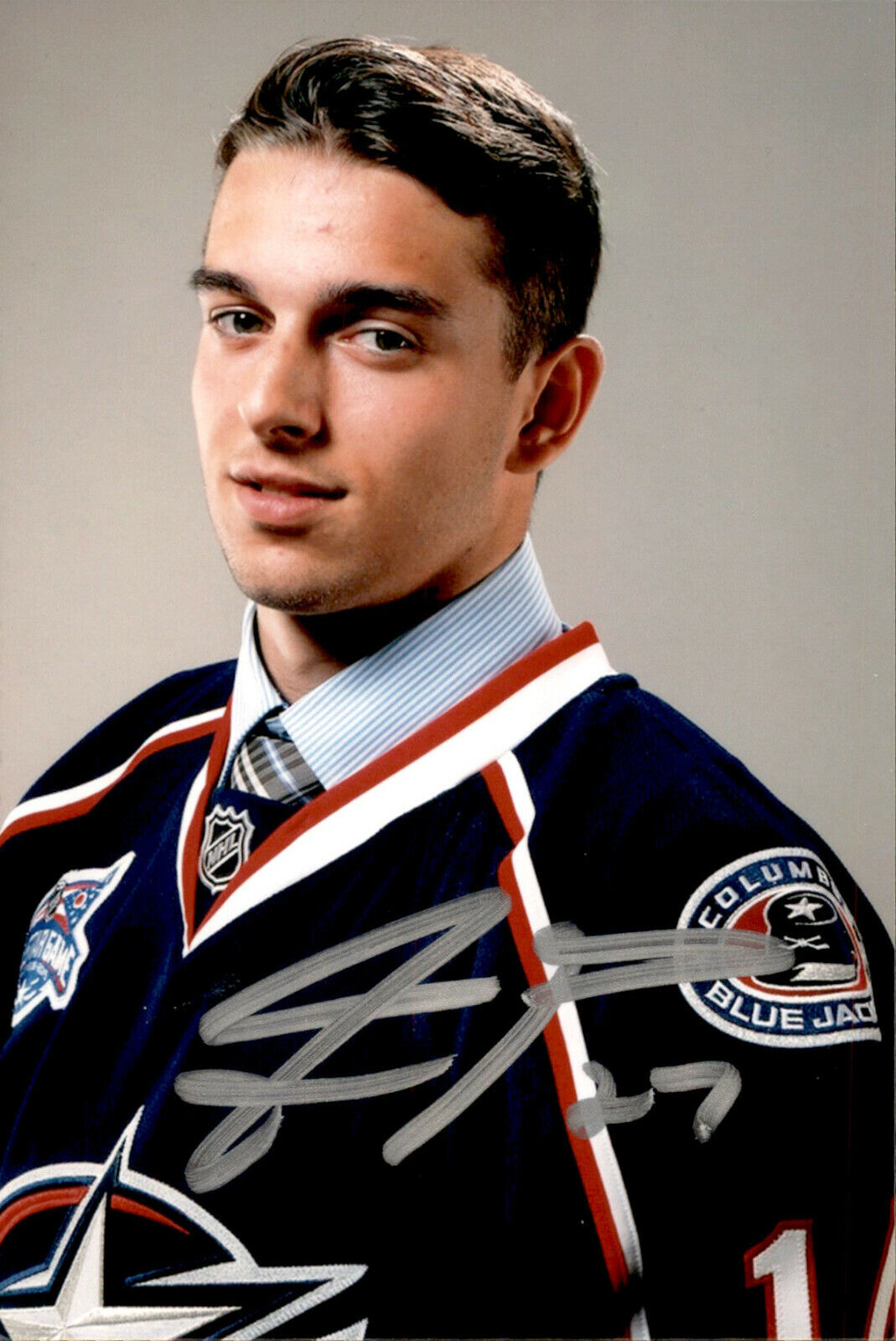 Julien Pelletier SIGNED 4x6 Photo Poster painting COLUMBUS BLUE JACKETS #3