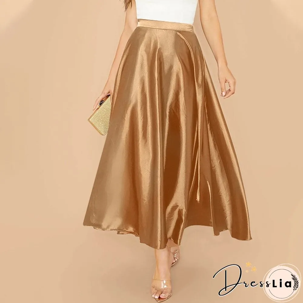 Women Umbrella Long Skirt Swing Dress High Waist Party Elegant Casual A Line Maxi Skirt Plus Size