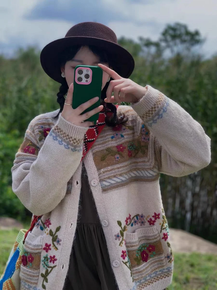 Chicfifth Sweater Women Winter Long Sleeve High Quality Autumn Vintage Top Knitted Cardigan