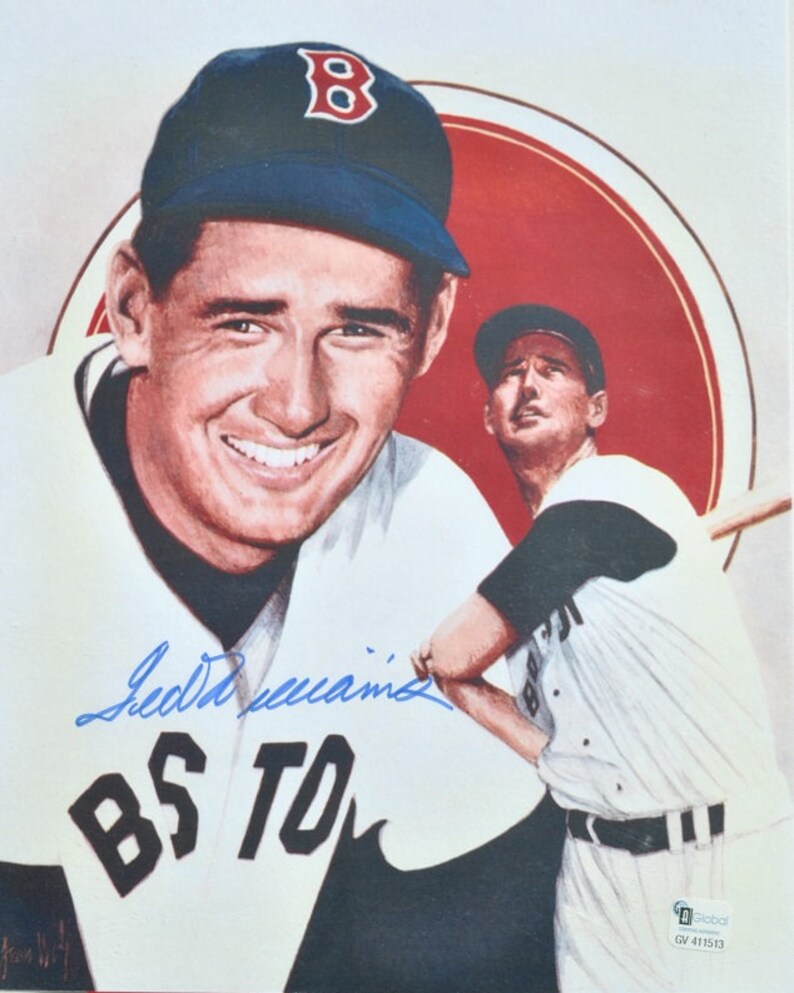 TED WILLIAMS SIGNED Photo Poster painting Boston Red Sox wcoa