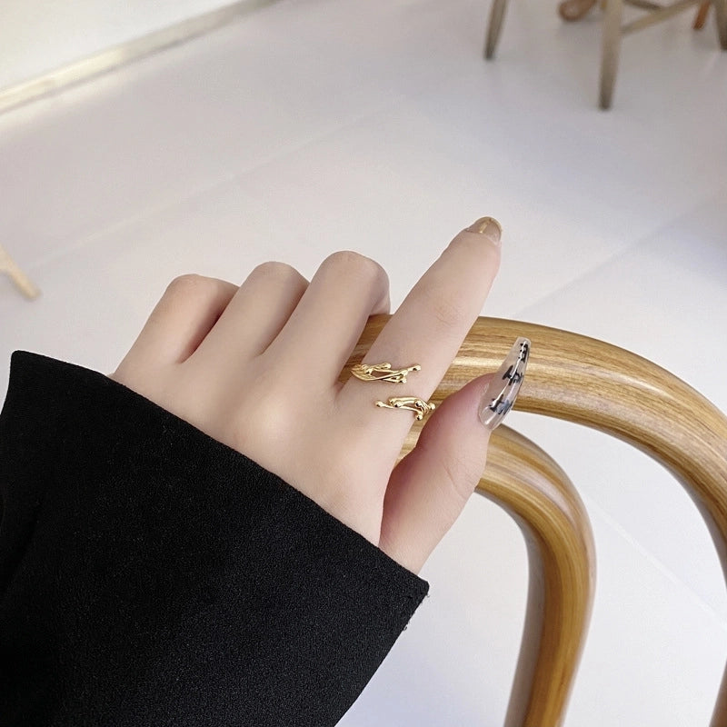 18K Gold Plated Silver Plated 925 Sterling Silver Geometric Wide Band Rings Open Ring Rings