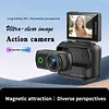 Compact Panoramic Action Camera Anti-Shake WiFi Mini Sports Camera 2.0in Flip Screen with Magnetic Neck Strap for First-person View Shooting