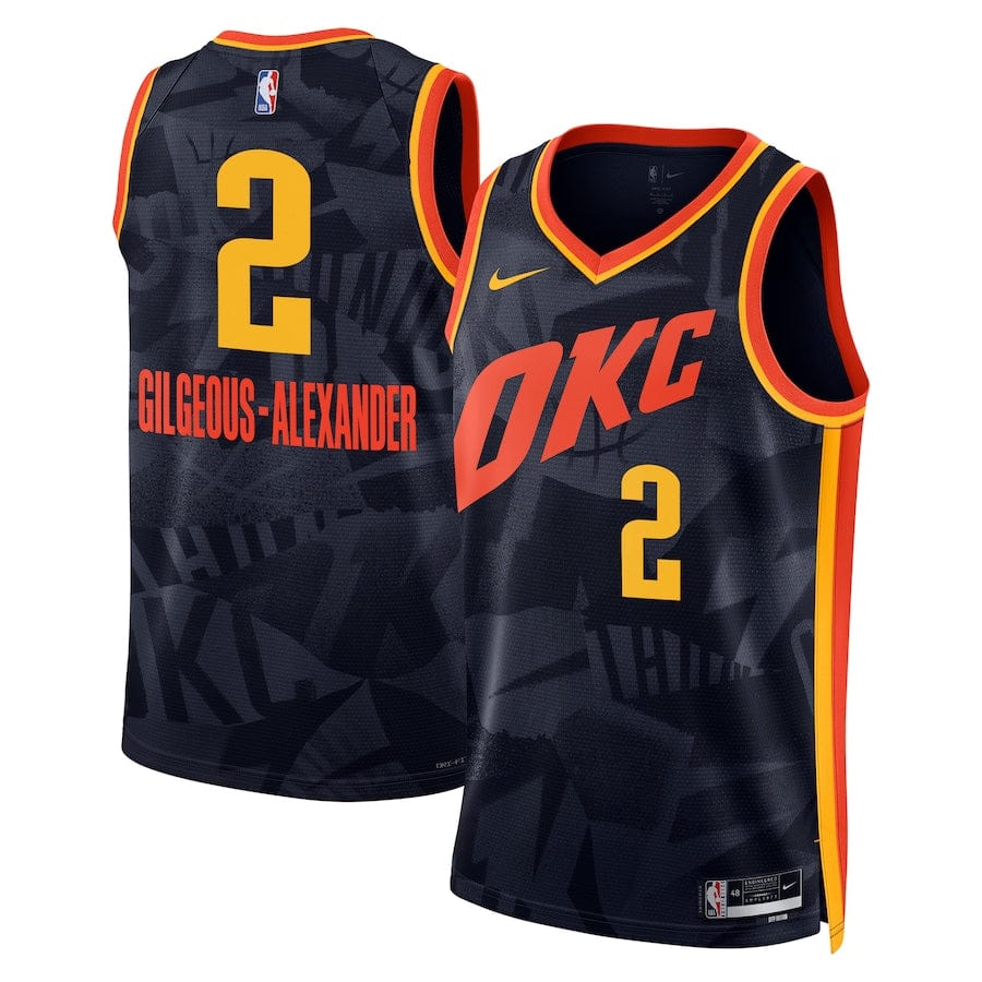 Men's  City Edition Oklahoma City Thunder Shai Gilgeous-Alexander #2 Navy 2023-2024 season Jersey mysite