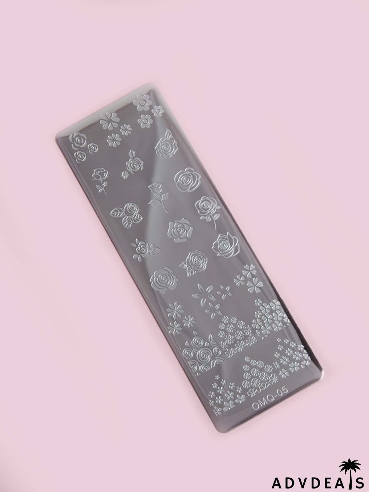 Flower Pattern Nail Art Template Plate