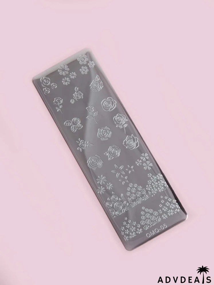 Flower Pattern Nail Art Template Plate