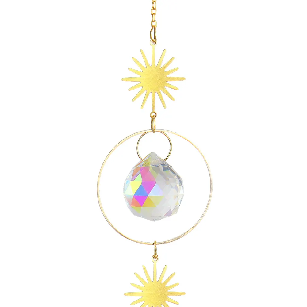 Crystal Wind Chime Star Moon Prism Hanging Pendant Home Garden Decor (C)