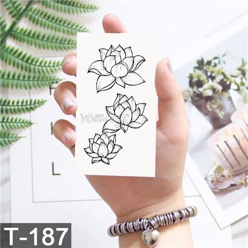 Waterproof temporary tattoo stickers on the body art temporary men tattoos lines rose fake tattoo stickers temporary tattoos