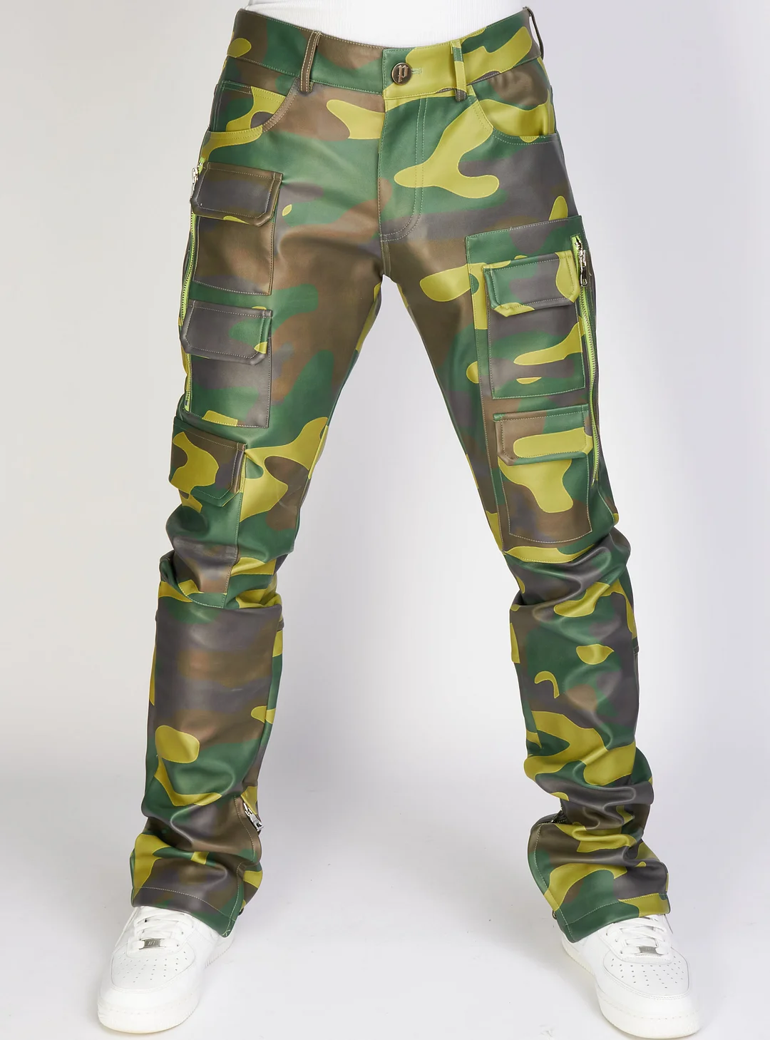 PU Leather Stacked Cargo - Army Camo - Murphy557