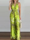 Printed Backless Empire Jumpsuits