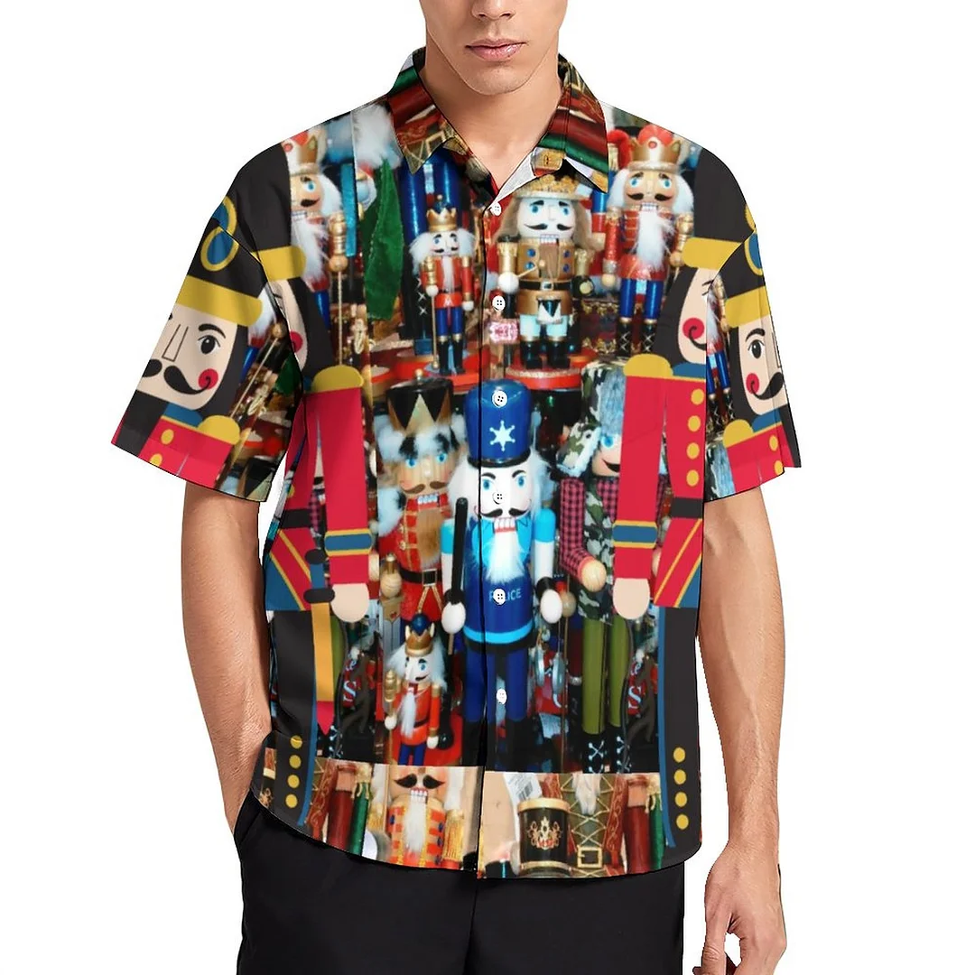 Christmas Nutcracker Bold lady Women and Men Hawaiian Shirt Unisex Button Down Matching Aloha Beach Blouse