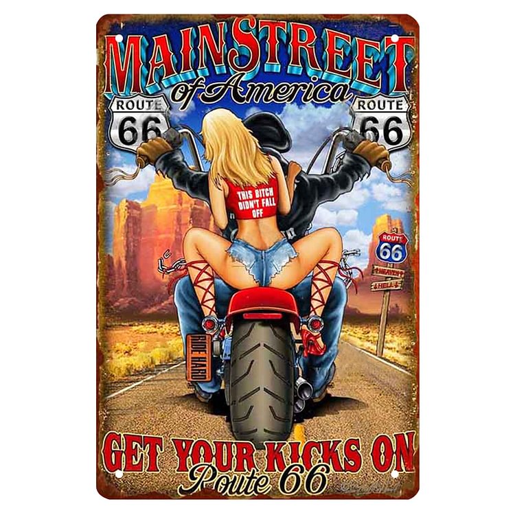 Main Street Get Your Kicks On Route 66 - Vintage Tin Signs/Wooden Signs - 7.9x11.8in & 11.8x15.7in