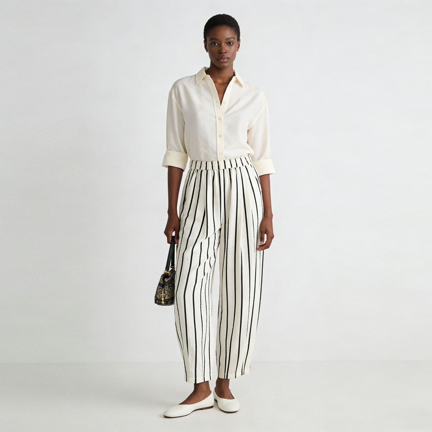 Women's Sandwashed Silk Harem Pants-Elastic Waist Wide-Leg Trousers REAL SILK LIFE