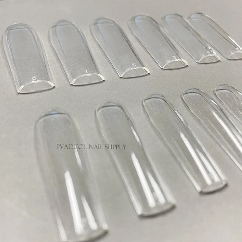 XXL Clear Square Full Cover Press On False Nail Tips Extra Long Nails Straight Shape False Tips UV Gel Manicure Tool Fake Finger-Nail Inspo