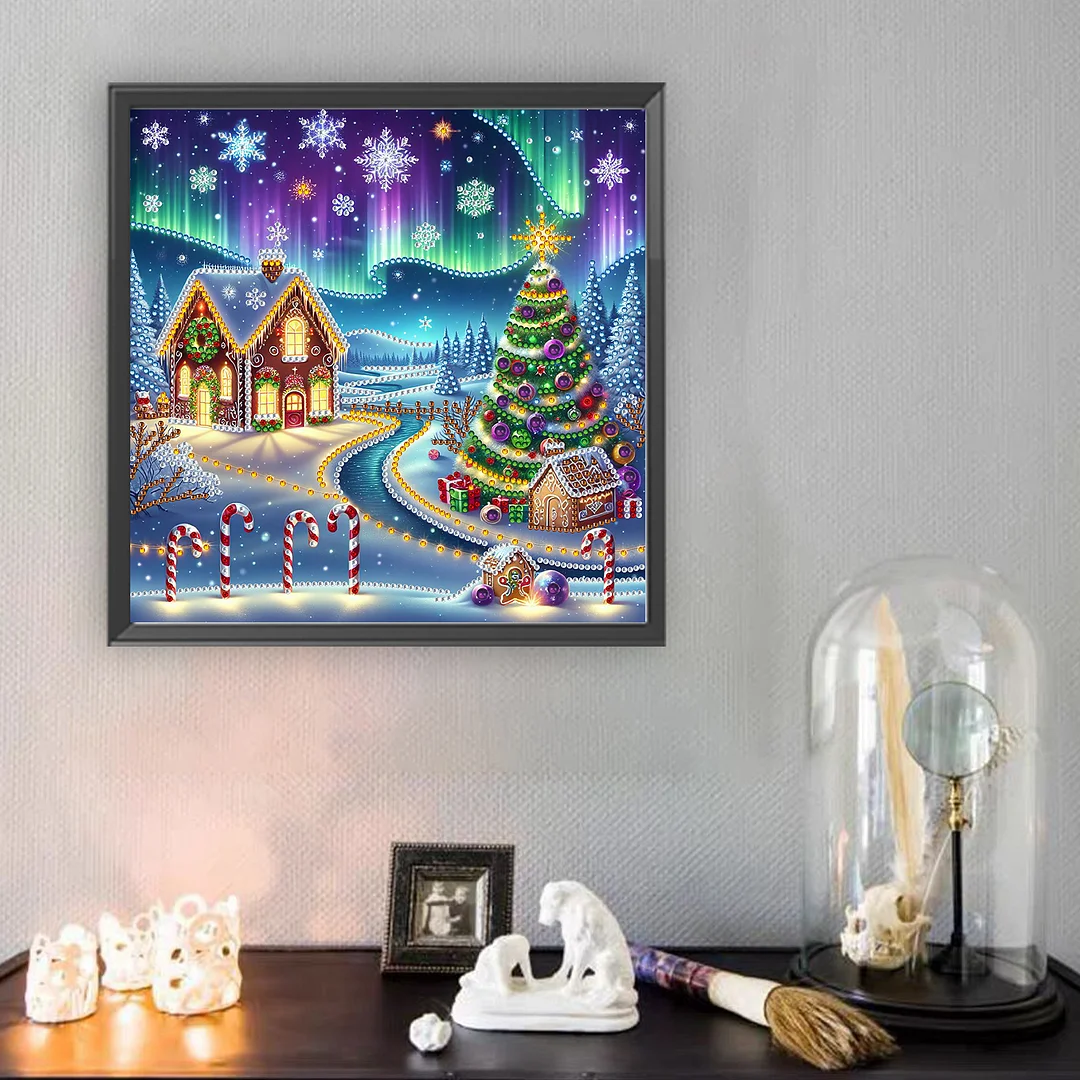 Christmas House - Diamond Painting - Partial Special Shaped Drill(Canvas|30*30cm)