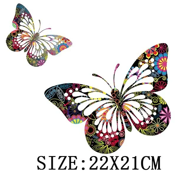 Colorful Butterfly Iron On Transfer For Clothing A-level Washable Thermal Sticker Beautiful Flower Patches On Clothes Decoration
