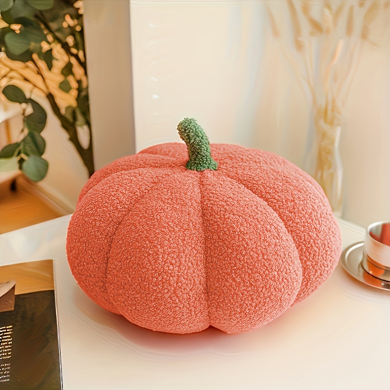 Cozy Plush Pumpkin Throw Pillow - Perfect for Halloween & Thanksgiving Decor, Soft Polyester Cushion for Home & Car Interior Accessories