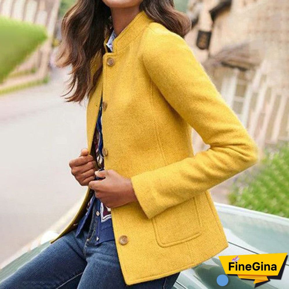 Yellow Long Sleeve Plain Cardigan