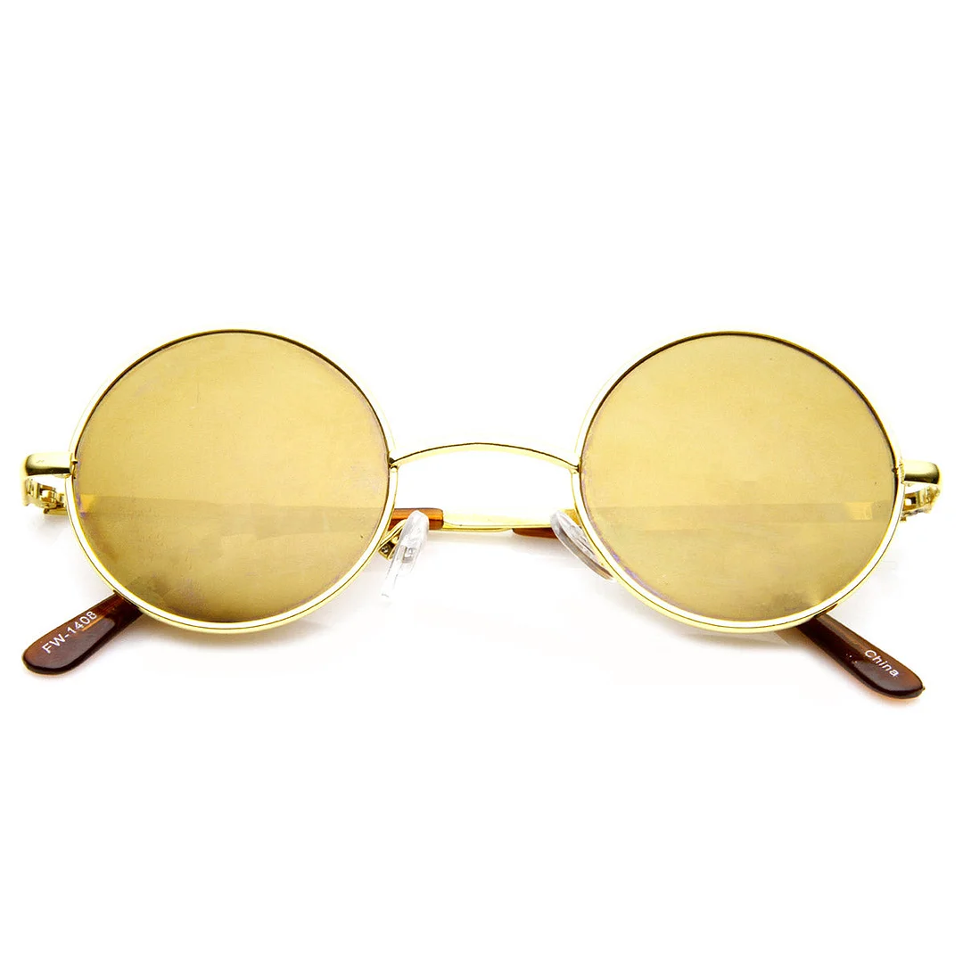 Lennon Style Round Circle Metal glasses with Color Mirror Lens