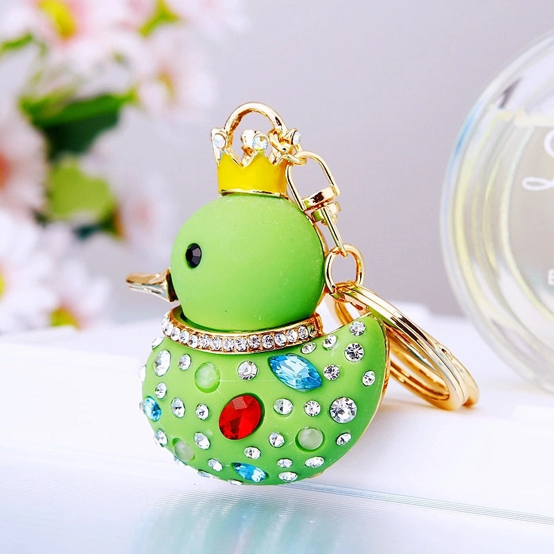 Cartoon Style Cute Duck Resin Diamond Women’s Bag Pendant Keychain
