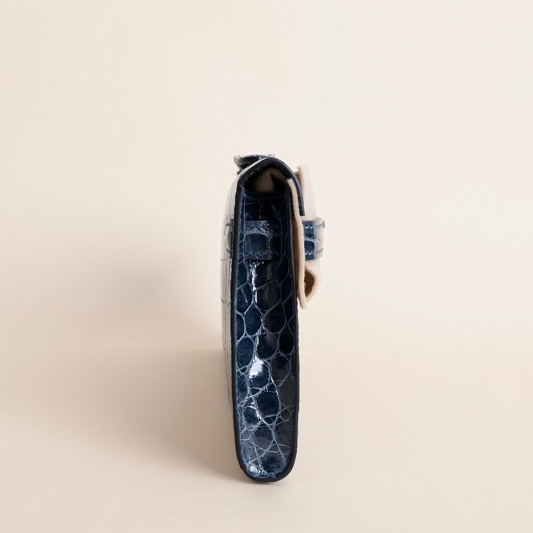 Kelly cut Shiny Niloticus Crocodile N7 Blue Tempete PHW