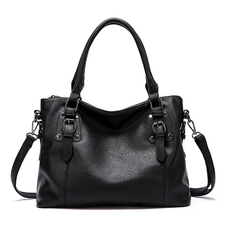 Ladies Classic Soft Leather Large Capacity Tote Bag Set of Two