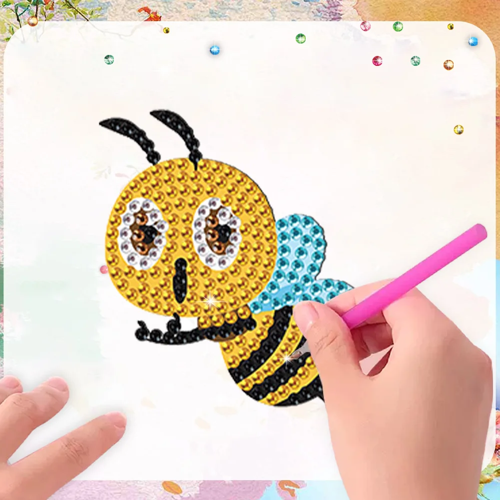 8Pcs DIY Bee Special Shape Diamond Painting Fridge Stickers for Home Decor