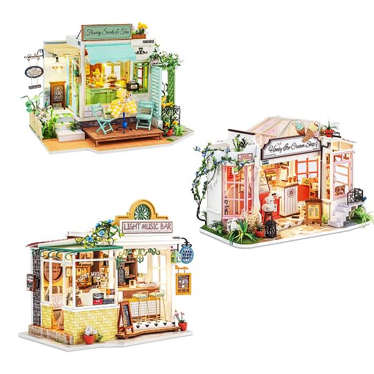 Robotime Online Rolife DIY Miniature House Kits | Leisure Time Series (3 Kits)