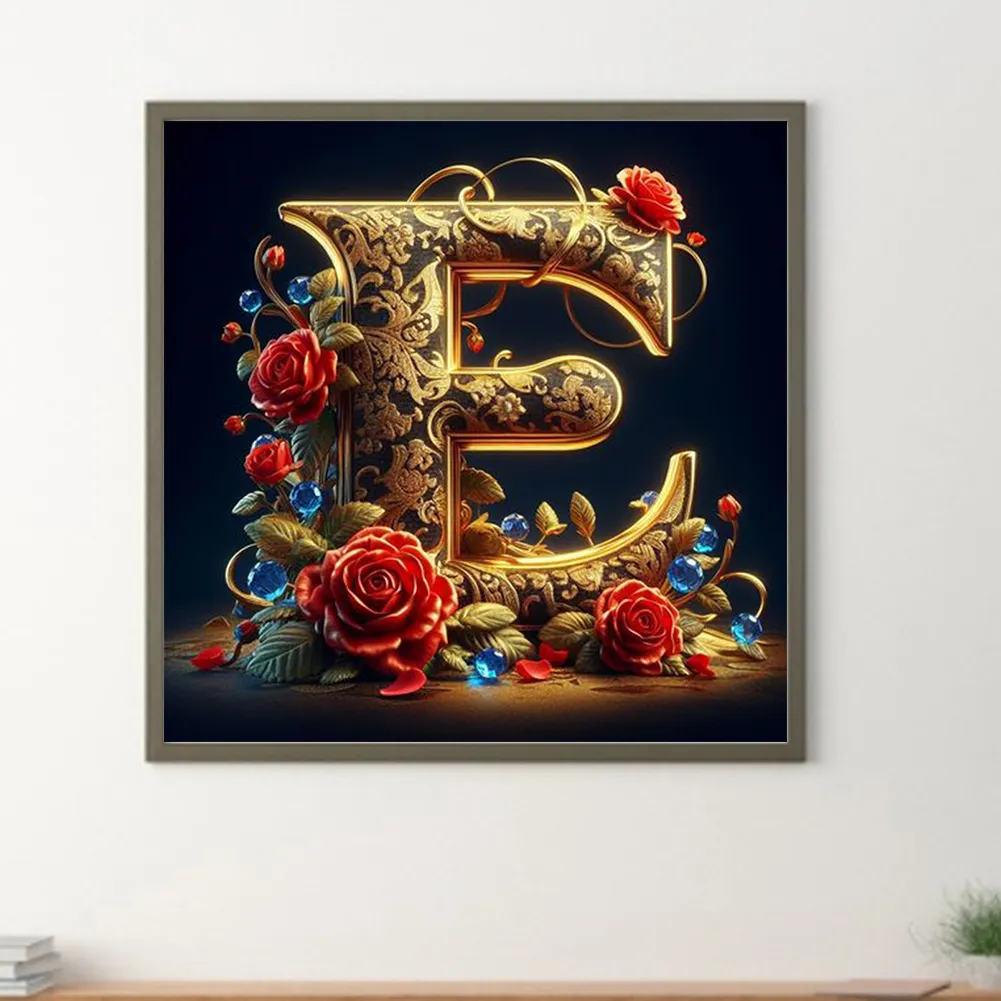 Diamond Painting - Full Round Drill - Flower Letter E(Canvas|30*30cm)