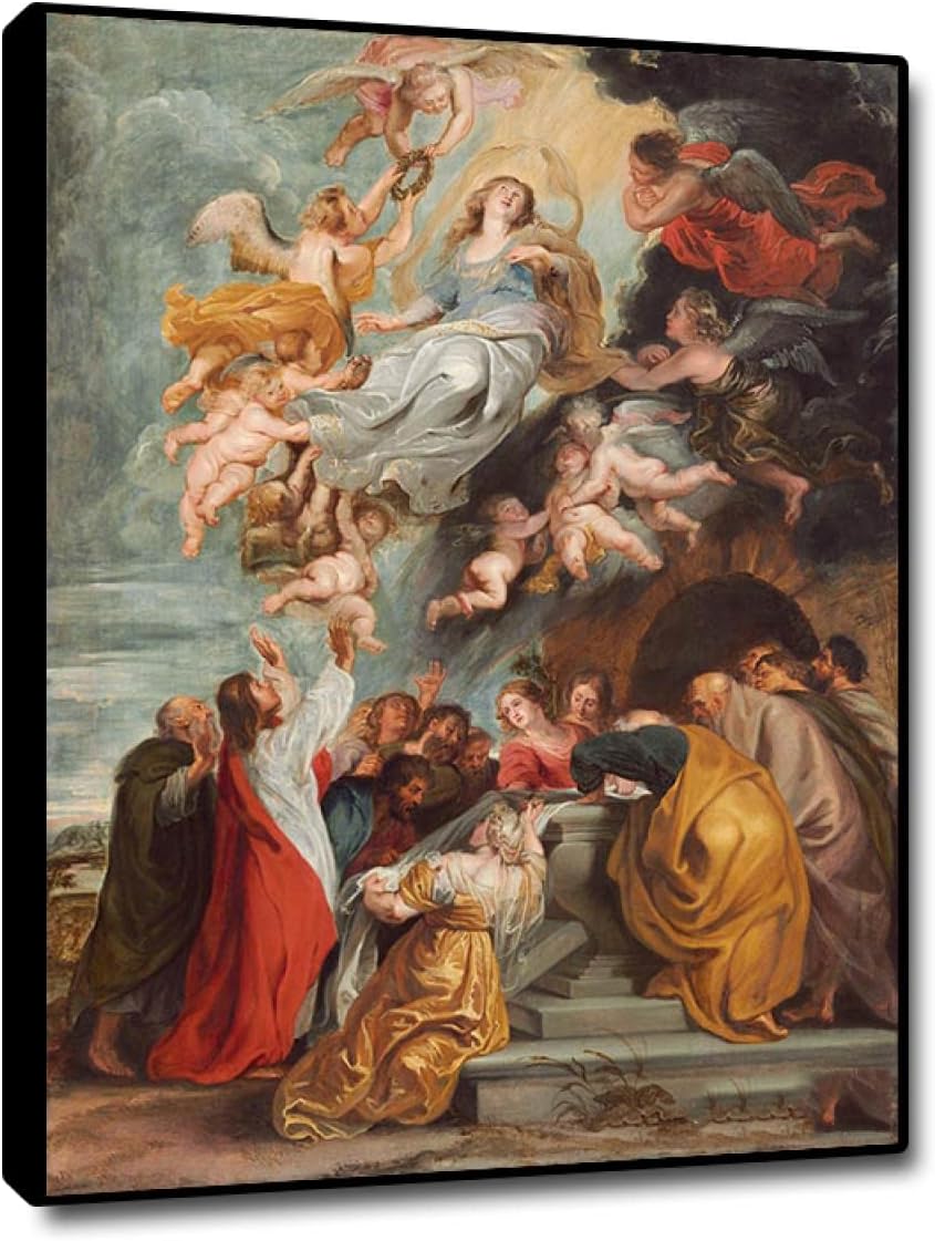 HEIMAO Baroque Canvas Wall Art. Paul Rubens Canvas Prints. Assumption of the Virgin Oil Painting Reproduction for Living Room Home Decor 80x120cm(31.6x47.4inch) Black frame black frame