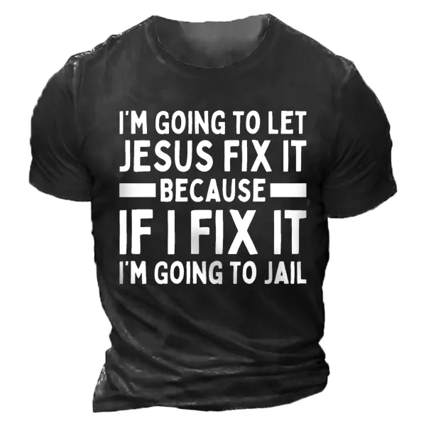 BrosWear Men'S Vintage Jesus Fix It Short Sleeve T-Shirt