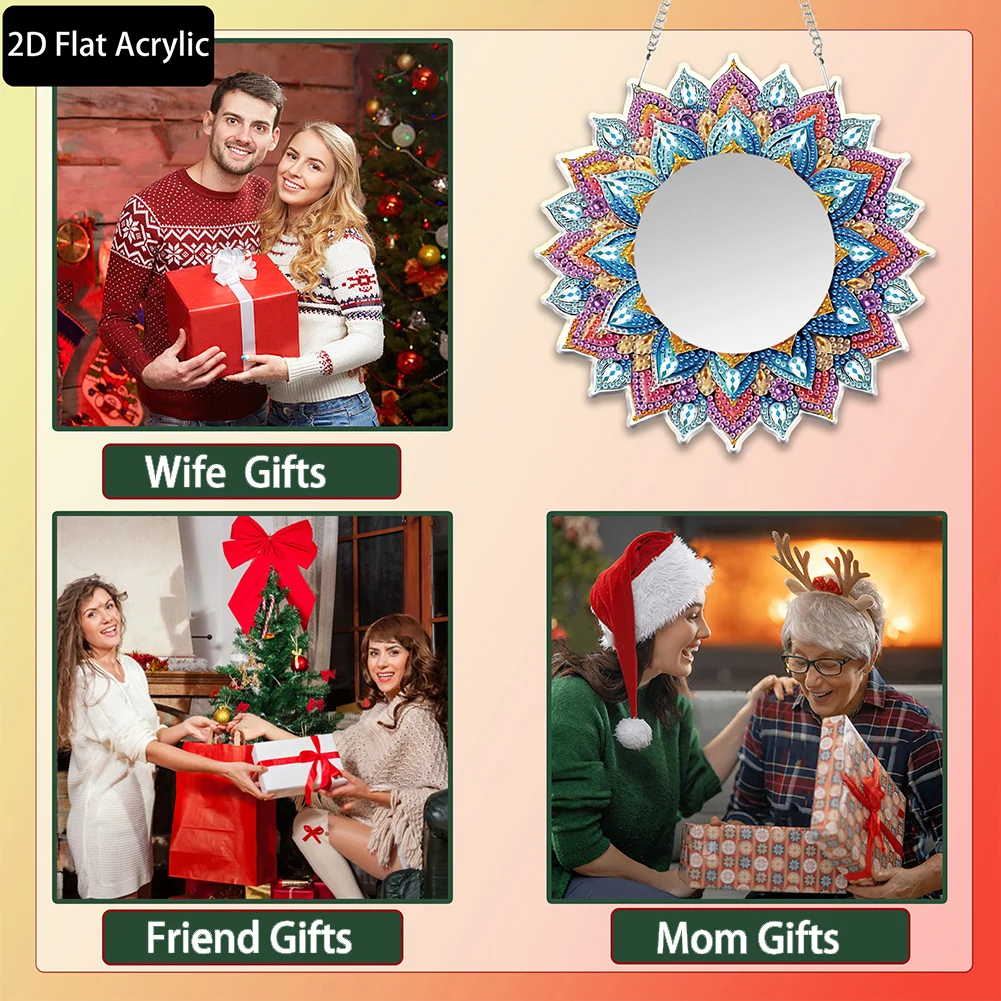 Mandala DIY Diamond Painting Mirror Kit Diamond Art Makeup Mirror for Beginners