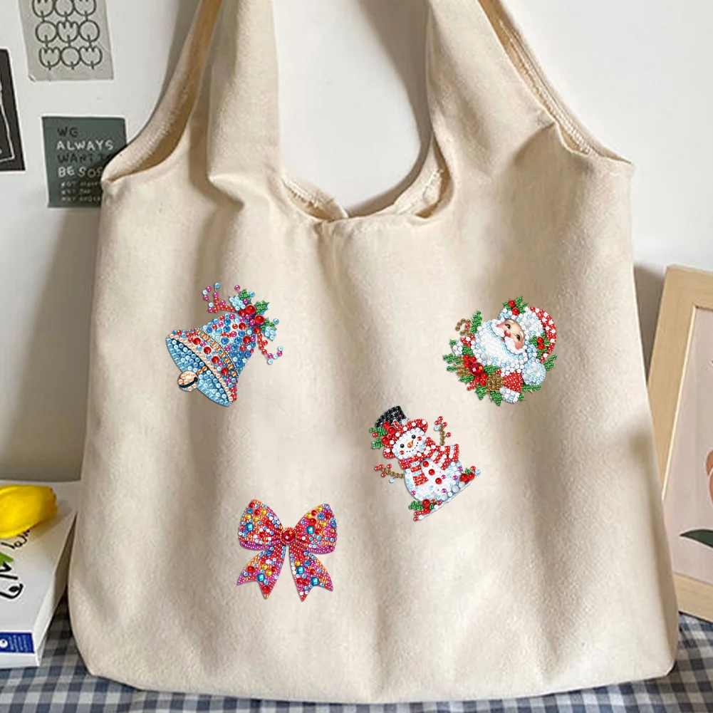 4Pcs Acrylic Special Shaped Christmas DIY Diamond Art Brooch Kit for Women Girls