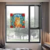 1PC-Diamonds Painting Stained Glass Cat Wall Sticker Home Decor