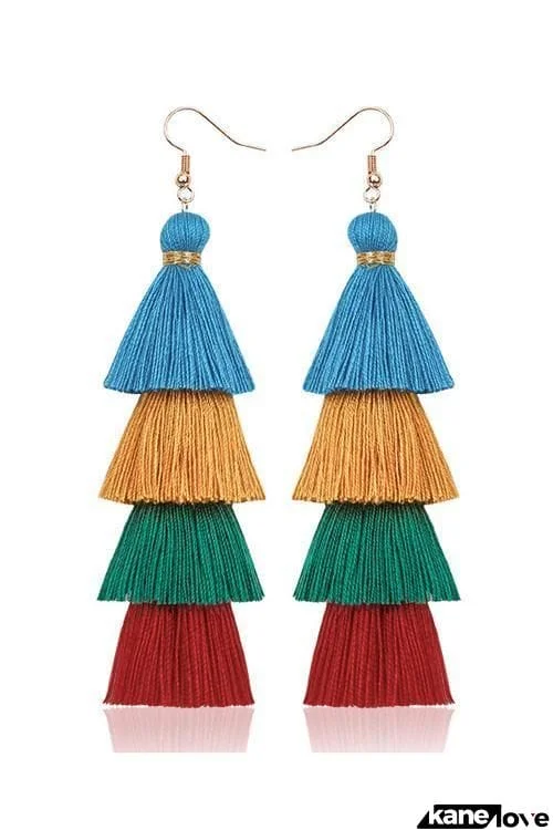 Gradient Tassels Layer Earring