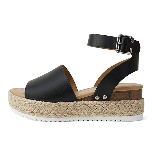 2023 Womens Buckle Ankle Strap Flatform Wedge Casual Sandals